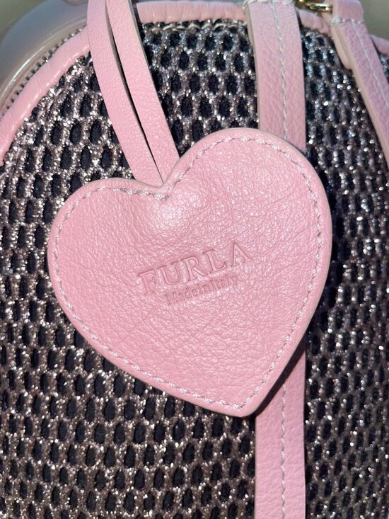 Furla Women’s Pink & Black Mesh & Rubber Blend Heart Backpack main image 7